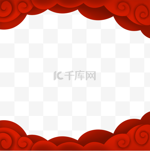 春节兔年中国新年红色剪纸祥云舞台边框装饰图片