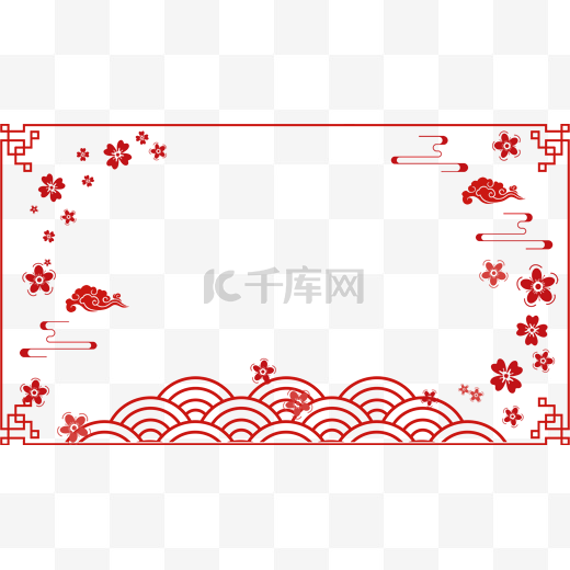 新年花朵红色水纹边框图片