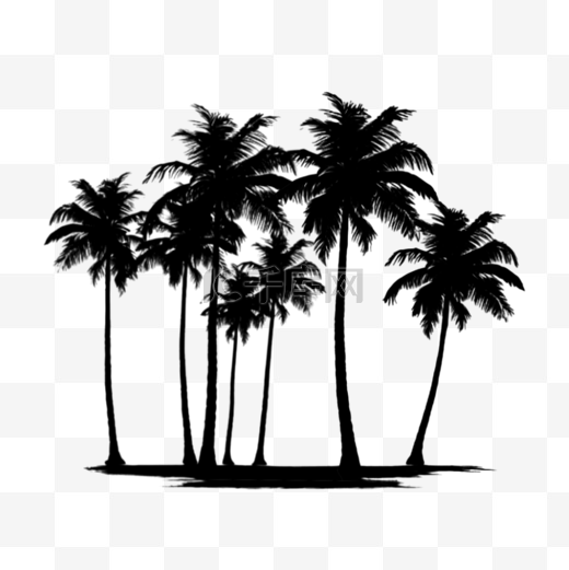 椰树笔刷夏季植物剪影图片