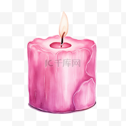 粉红心形蜡烛绘图块图片