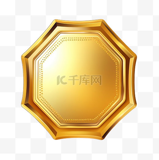 金色五边形贴纸金属徽章，用于获奖者奖和文凭标签，用于保证证书和质量标志图片