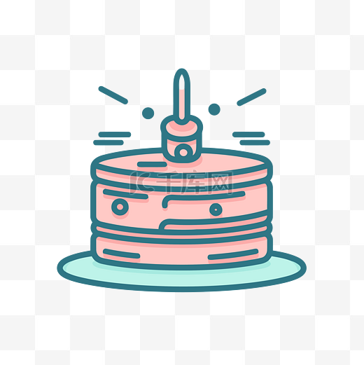 蛋糕矢量图标与蜡烛 OEM 简单扁线风格图片