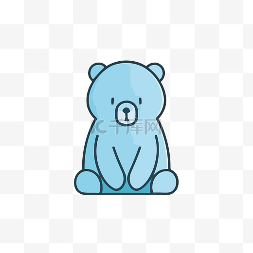一只坐着的蓝熊的小插图 向量图片