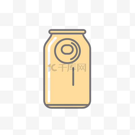 黄色罐头，上面有一个小标签 向量图片