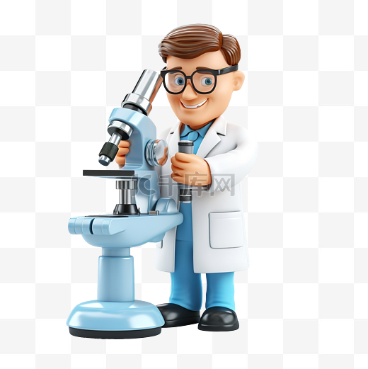 3d 人物医生用显微镜图片