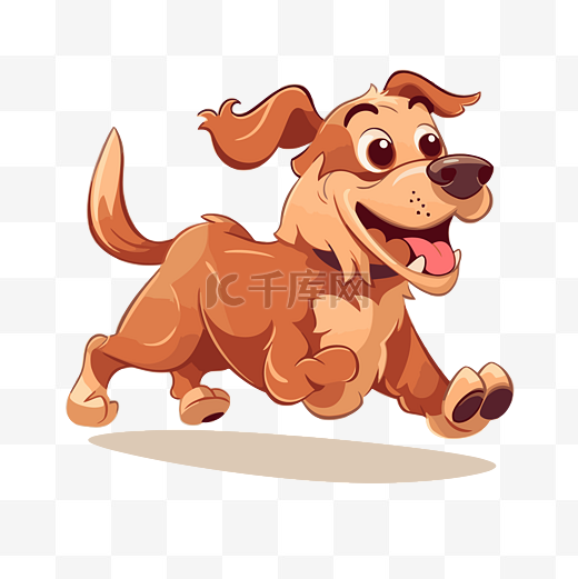 奔跑的狗剪贴画卡通狗与黄色的嘴和棕褐色的皮肤奔跑卡通滑稽的小狗 向量图片