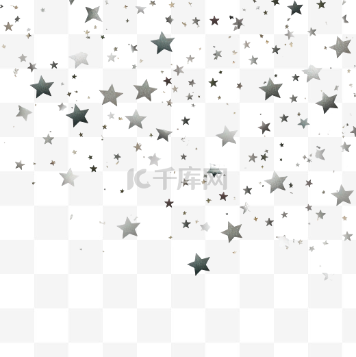 银色星星五彩纸屑银色星星闪闪发光的装饰镂空PNG文件图片