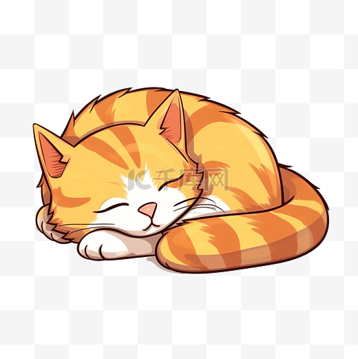 可爱卡通睡觉的猫png文件图片