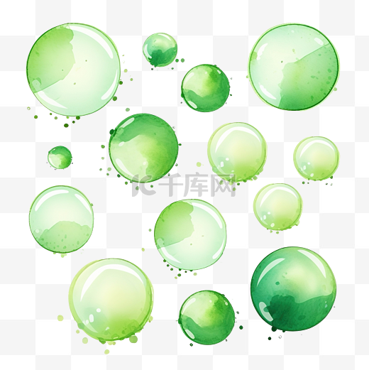 抽象绿色水彩颜料滴圆圈标签图片