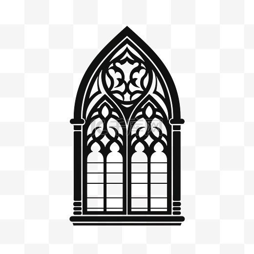教堂中世纪窗户旧哥特式建筑元素字形插图图片