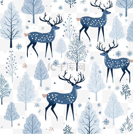 圣诞无缝图案与驯鹿和雪花图片