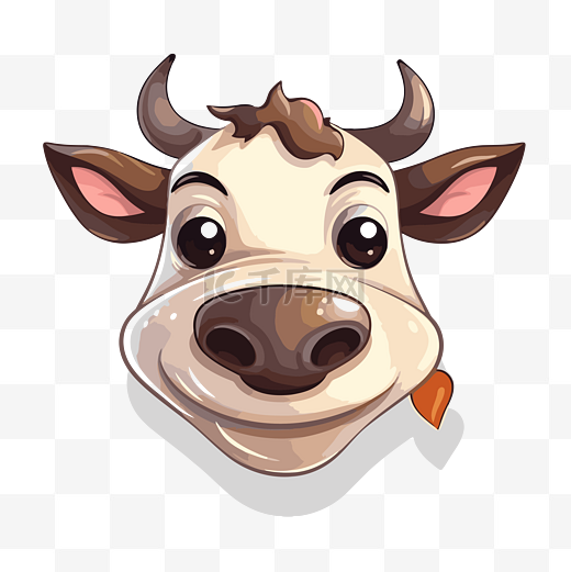 牛耳朵剪贴画可爱的大棕色牛是快乐的头卡通 向量图片