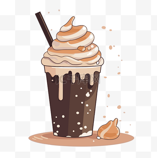 冰沙剪贴画摇柴咖啡黑软糖奶昔甜点插画矢量卡通图片