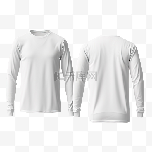 Swea T 恤长袖圆领罗纹袖口和下摆印花样机 3D 渲染白色正面和背面复制空间生成 ai图片