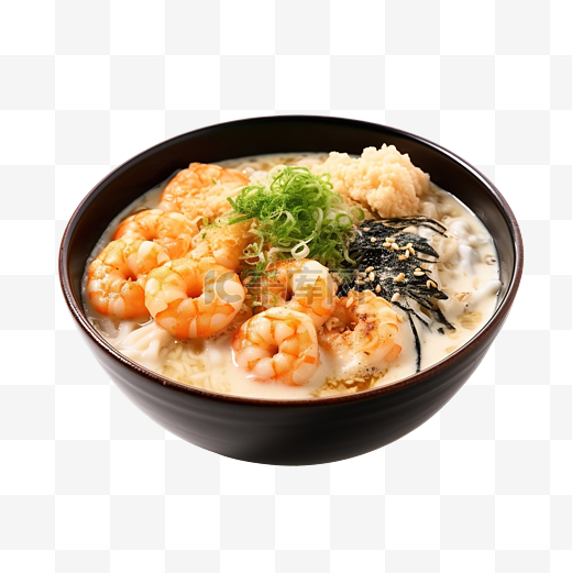 天妇罗拉面配鱼糕白芝麻黑芝麻和切片葱日本食品图片