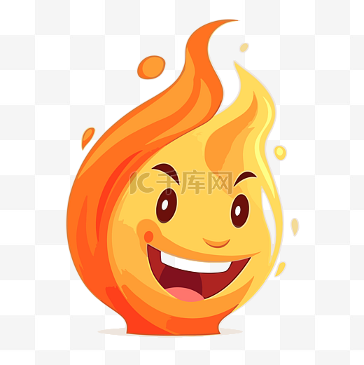 火焰剪贴画 带有快乐表情的卡通火焰图像 向量图片