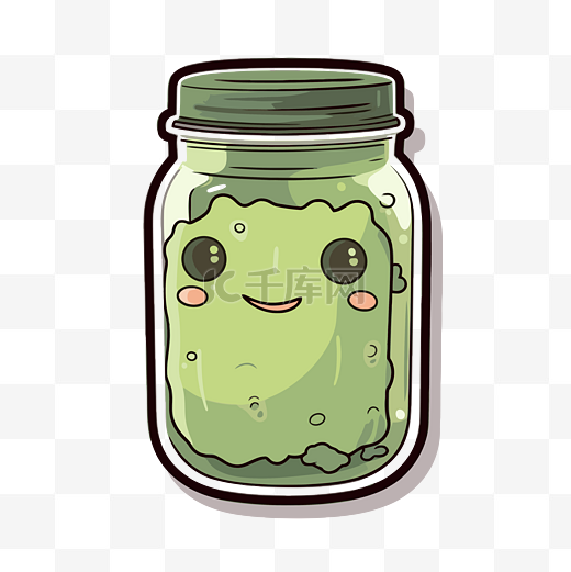 罐子里可爱的绿色章鱼 向量图片