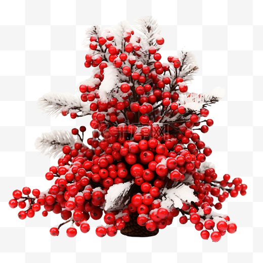 新年树和冬季浆果图片