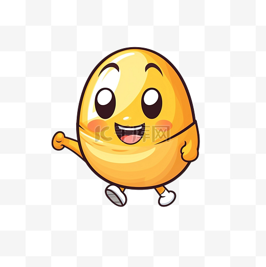 卡通可爱的鸡蛋慢跑运行鸡蛋字符在黄色背景插图吉祥物图片