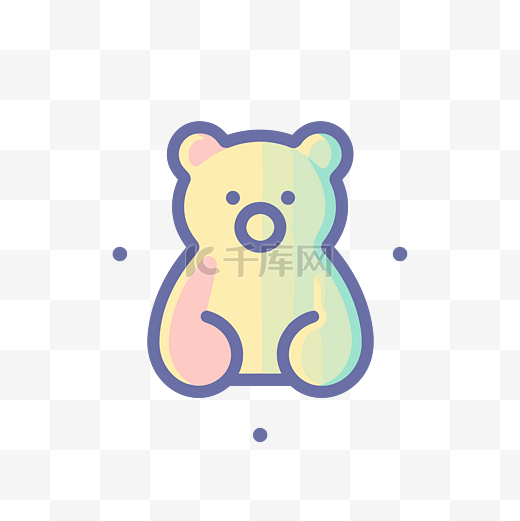 在白色背景上隔离的泰迪熊图标彩虹颜色矢量插图设计为您的泰迪熊应用程序图片