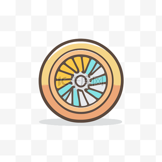 带轮胎的彩色轮辋图标 向量图片