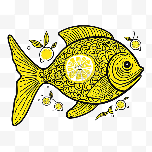柠檬鱼泰国食品海鲜有机线涂鸦图片