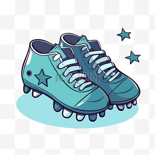 防滑钉剪贴画一双蓝色足球鞋卡通 向量图片