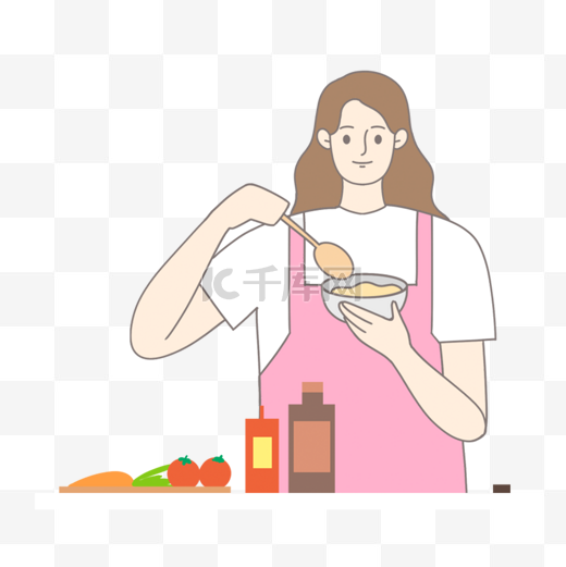 做饭中的女人图片
