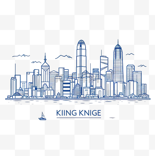 香港城市景观天际线轮廓涂鸦图图片