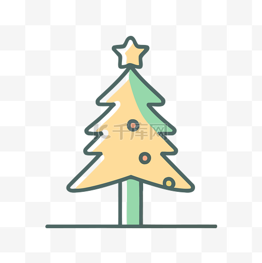 线条样式的圣诞树图标 向量图片