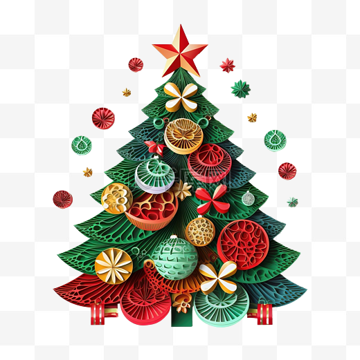 圣诞快乐，新年快乐贺卡，各种风格的圣诞树装饰背景图片