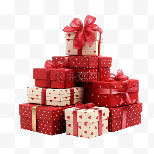 一堆圣诞节或情人节手工制作的礼品盒图片