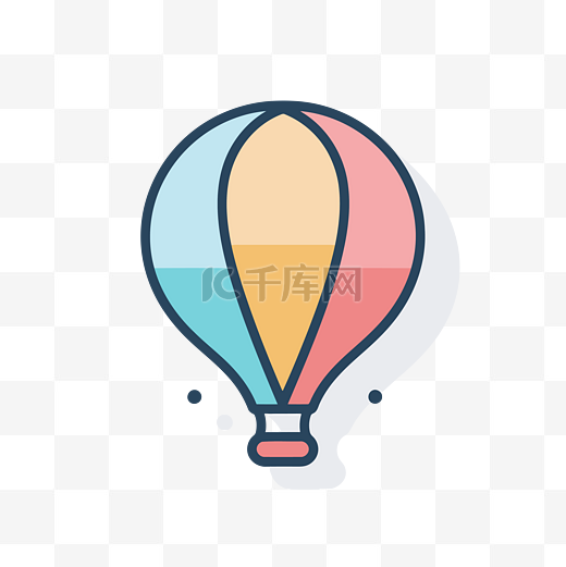 用于网页设计的彩色热气球图标和平面轮廓设计 向量图片