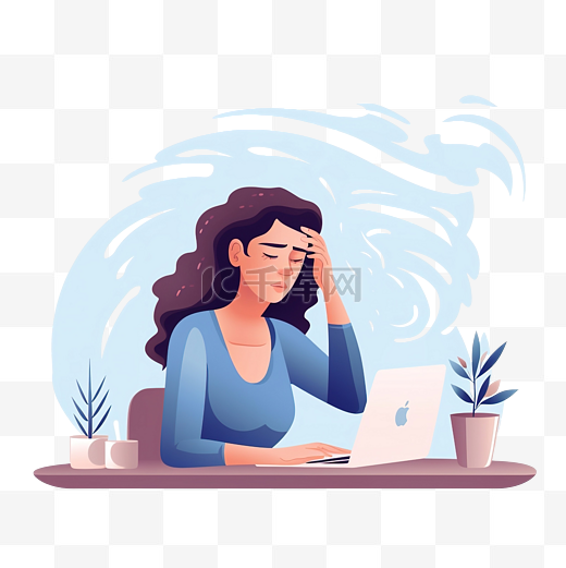 职业倦怠综合症插图疲惫的上班族坐在桌旁沮丧的工人心理健康问题图片