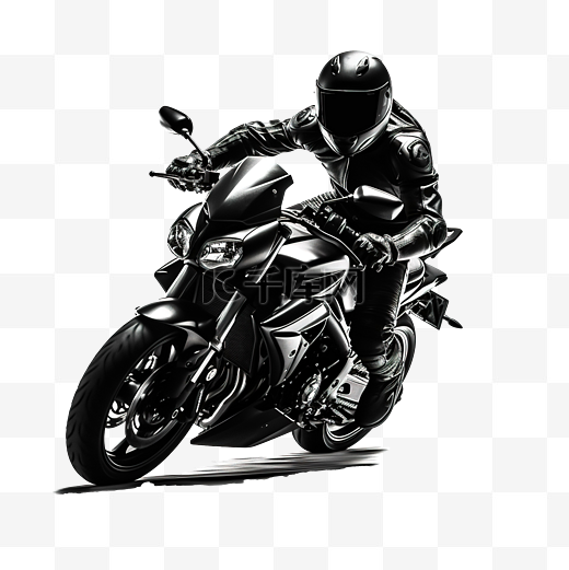黑色和白色摩托车骑手没有背景图片