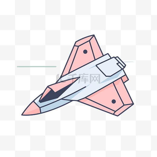 粉红色线条艺术图像插图中的空中战斗机 向量图片