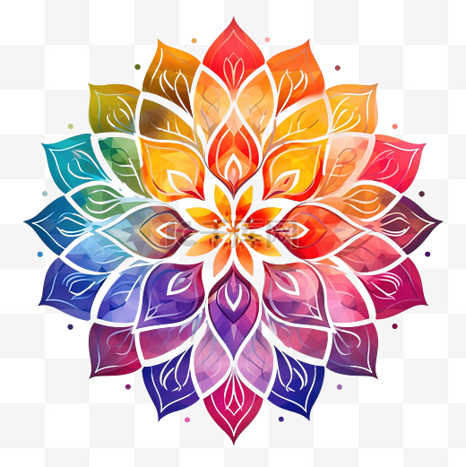 PNG花曼陀罗曼陀罗几何图案温暖曼陀罗彩虹生命之花莲花生命之花图片