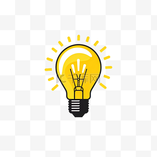 灯泡电光能源思想思维符号平面风格插画图片