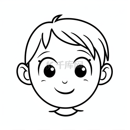男孩卡通脸模板着色页免费下载图片