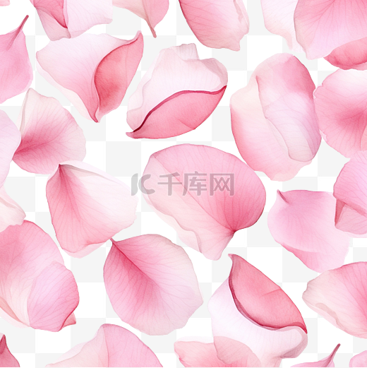 水彩粉色玫瑰花瓣无缝图案背景图片