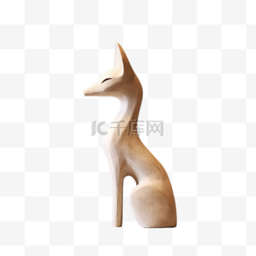 矢量狐狸雕塑元素立体免抠图案图片
