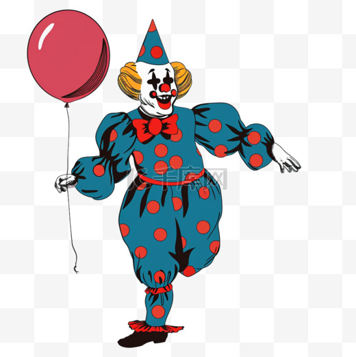 愚人节小丑手绘元素气球卡通图片