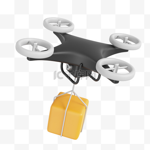 3D无人机航空运输免抠元素图片