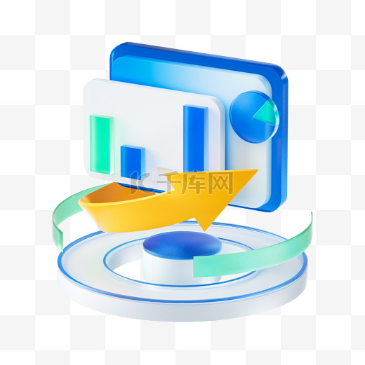 商务感3D立体金融图标分析元素图片