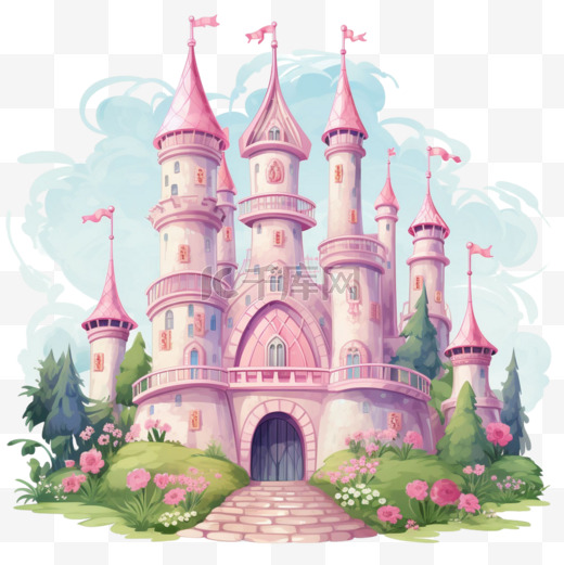 梦幻城堡元素立体免抠图案图片