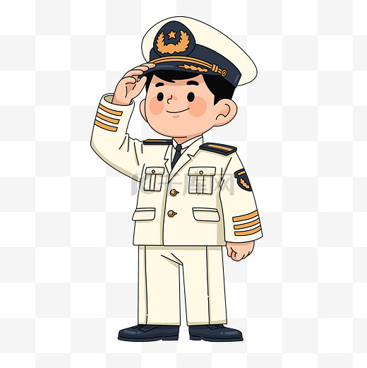 中国海军军人卡通职业人物插画设计图图片