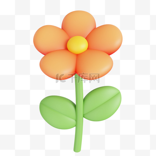 3D立体橘色花朵设计图图片