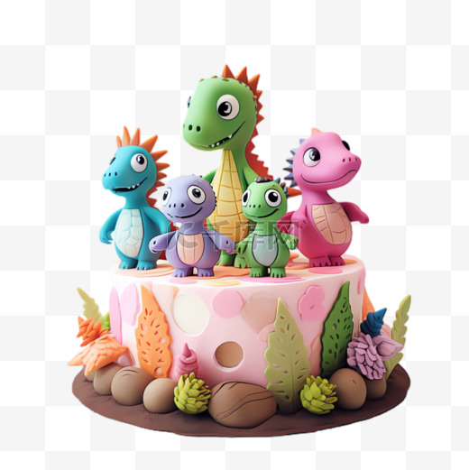 恐龙蛋糕元素立体免抠图案图片