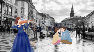 丹麦街头大理石高清摄影图动态卡通情人动态情人节海报