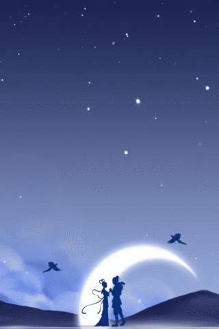 蓝色月亮图海报模板_七夕蓝色星空竖版视频背景海报中国风动图gif